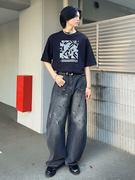 「加工デニム」｜そらさん（メンズ・181cm）の春コーディネート