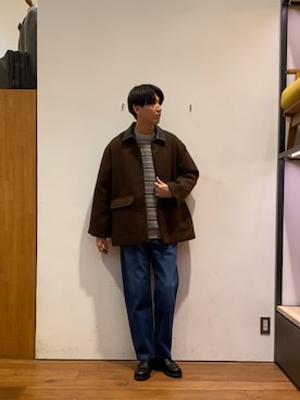 「アイテム（カバーオール）」を使った、かわむらさん（メンズ・183cm）の冬コーディネート