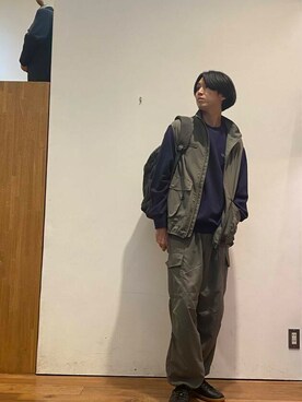 「YAKPAK（ヤックパック）のアイテム（バックパック/リュック）」を使った、かわむらさん（メンズ・183cm）の秋コーディネート