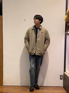 「冬の差し色コーデ」｜「アイテム（ジャケット/アウター）」を使った、かわむらさん（メンズ・183cm）の冬コーディネート