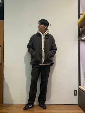 「URBAN RESEARCH DOORS（アーバンリサーチドアーズ）のウールブレンドネップワンタックパンツ（その他パンツ）」を使った、かわむらさん（メンズ・183cm）の秋コーディネート
