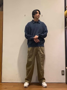 「FORK&SPOON（フォークアンドスプーン）のFORK&SPOON　フレンチドリルピグメントチノパンツ（その他パンツ）」を使った、かわむらさん（メンズ・183cm）の冬コーディネート