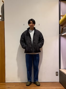 「アイテム（ダウンジャケット/コート）」を使った、かわむらさん（メンズ・183cm）の秋コーディネート