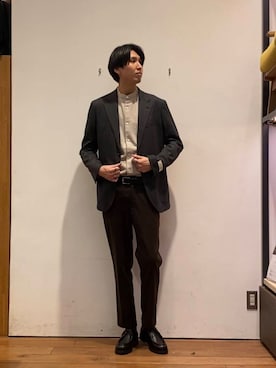 「アイテム（スーツジャケット）」を使った、かわむらさん（メンズ・183cm）の冬コーディネート