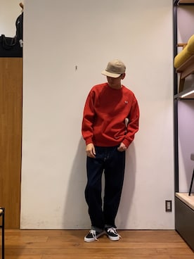 「秋服」｜「アイテム（帽子）」を使った、かわむらさん（メンズ・183cm）の秋コーディネート