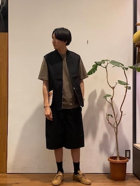 「アイテム（ベスト）」を使った、かわむらさん（メンズ・183cm）の夏コーディネート