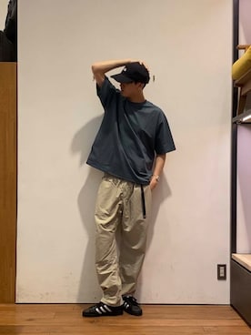 「URBAN RESEARCH DOORS（アーバンリサーチドアーズ）の『XLサイズ/WEB限定』『吸水速乾/接触冷感/イージーケア』クイックドライワッフルメッシュS/ST（Tシャツ/カットソー）」を使った、かわむらさん（メンズ・183cm）の春コーディネート