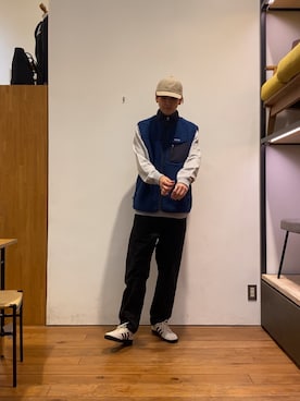 「アイテム（ベスト）」を使った、かわむらさん（メンズ・183cm）の秋コーディネート