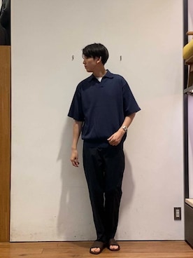 「アイテム（ポロシャツ）」を使った、かわむらさん（メンズ・183cm）の春コーディネート