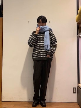 「URBAN RESEARCH DOORS（アーバンリサーチドアーズ）のウールブレンドネップワンタックパンツ（その他パンツ）」を使った、かわむらさん（メンズ・183cm）の冬コーディネート