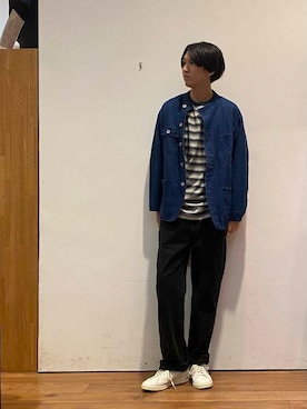 「アイテム（デニムジャケット）」を使った、かわむらさん（メンズ・183cm）の夏コーディネート