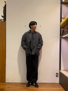 「アイテム（ナイロンジャケット）」を使った、かわむらさん（メンズ・183cm）の秋コーディネート