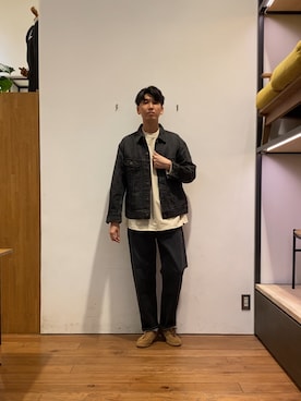 「アイテム（デニムジャケット）」を使った、かわむらさん（メンズ・183cm）の夏コーディネート