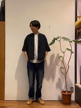 「旅行コーデ」｜「アイテム（ジャケット/アウター）」を使った、かわむらさん（メンズ・183cm）の夏コーディネート