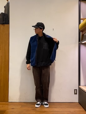 「アイテム（キャップ）」を使った、かわむらさん（メンズ・183cm）の冬コーディネート