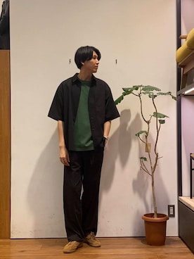 「アイテム（スニーカー、ブラウン系）」を使った、かわむらさん（メンズ・183cm）の夏コーディネート