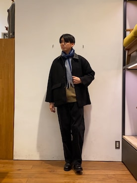 「アイテム（カバーオール）」を使った、かわむらさん（メンズ・183cm）の冬コーディネート