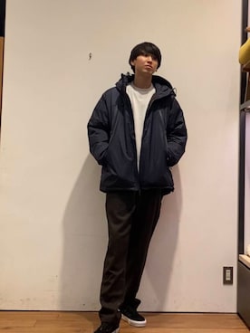 「冬の差し色コーデ」｜「アイテム（ジャケット/アウター）」を使った、かわむらさん（メンズ・183cm）の冬コーディネート