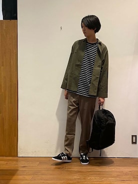 「アイテム（バックパック/リュック）」を使った、かわむらさん（メンズ・183cm）の秋コーディネート