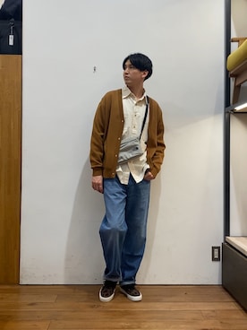 「Lee（リー）のアイテム（パンツ）」を使った、かわむらさん（メンズ・183cm）の冬コーディネート