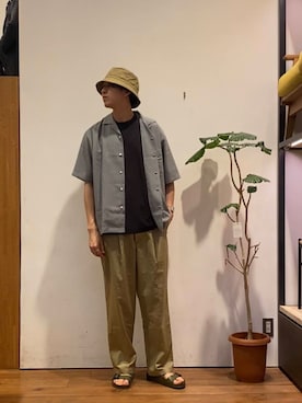 「アイテム（帽子）」を使った、かわむらさん（メンズ・183cm）の夏コーディネート