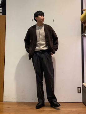 「URBAN RESEARCH DOORS（アーバンリサーチドアーズ）のウールブレンドネップワンタックパンツ（その他パンツ）」を使った、かわむらさん（メンズ・183cm）の秋コーディネート