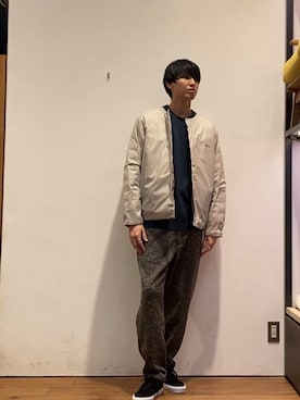 「冬の差し色コーデ」｜「アイテム（ジャケット/アウター）」を使った、かわむらさん（メンズ・183cm）の冬コーディネート