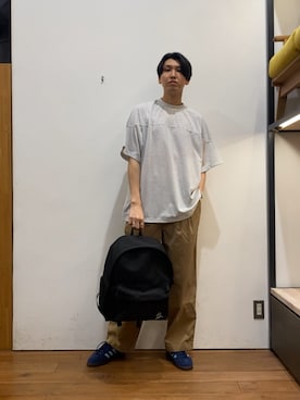 「NANGA（ナンガ）のアイテム」を使った、かわむらさん（メンズ・183cm）の春コーディネート