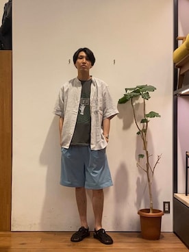 「機能性素材」｜かわむらさん（メンズ・183cm）の夏コーディネート