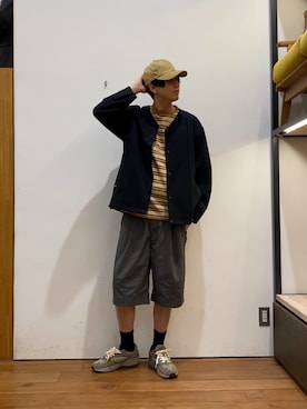 「アイテム（ノーカラージャケット）」を使った、かわむらさん（メンズ・183cm）の春コーディネート