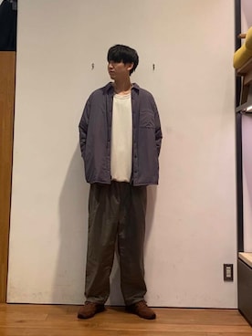 「アイテム（ダウンジャケット/コート）」を使った、かわむらさん（メンズ・183cm）の秋コーディネート