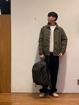 「YAKPAK（ヤックパック）のアイテム（バックパック/リュック）」を使った、かわむらさん（メンズ・183cm）の秋コーディネート