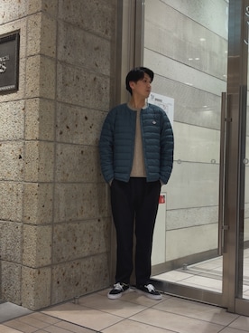 「URBAN RESEARCH DOORS（アーバンリサーチドアーズ）のDANTON　INNER DOWN CREW-NECK JACKET（その他アウター、グリーン系）」を使った、かわむらさん（メンズ・183cm）の秋コーディネート
