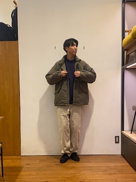 「アイテム（モッズコート）」を使った、かわむらさん（メンズ・183cm）の秋コーディネート