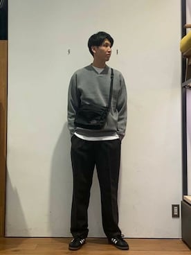 「URBAN RESEARCH DOORS（アーバンリサーチドアーズ）のウールブレンドネップワンタックパンツ（その他パンツ）」を使った、かわむらさん（メンズ・183cm）の秋コーディネート