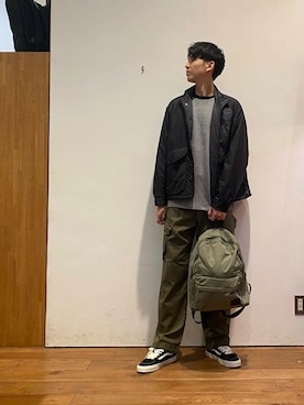「アイテム（その他アウター、ブラック系）」を使った、かわむらさん（メンズ・183cm）の秋コーディネート