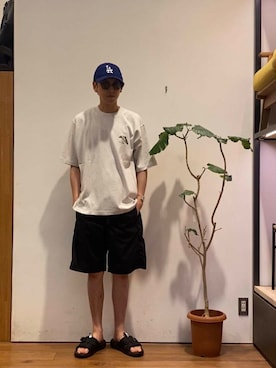 「アイテム（キャップ）」を使った、かわむらさん（メンズ・183cm）の夏コーディネート