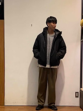 「アイテム（ダウンジャケット/コート）」を使った、かわむらさん（メンズ・183cm）の秋コーディネート