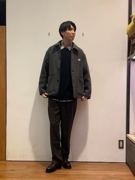 「アイテム（カバーオール）」を使った、かわむらさん（メンズ・183cm）の秋コーディネート
