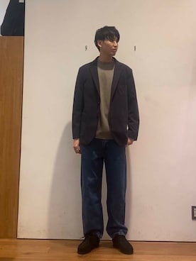 「アイテム（スーツジャケット）」を使った、かわむらさん（メンズ・183cm）の秋コーディネート