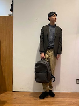 「アイテム（スーツジャケット）」を使った、かわむらさん（メンズ・183cm）の秋コーディネート