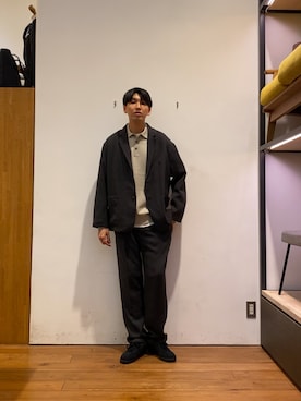 「アイテム（ポロシャツ）」を使った、かわむらさん（メンズ・183cm）の秋コーディネート