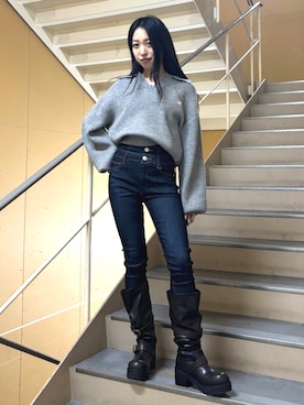 西村涼楓さん(レディース・151cm)の冬コーディネート