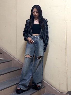 「アイテム（その他シューズ）」を使った、西村涼楓さん（レディース・151cm）の夏コーディネート