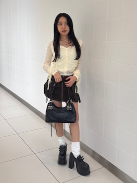 「EMODA（エモダ）のアイテム（ローファー）」を使った、西村涼楓さん（レディース・151cm）の秋コーディネート
