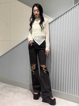 西村涼楓さん(レディース・151cm)の春コーディネート