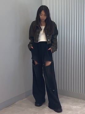 「EMODA（エモダ）のアイテム（ローファー）」を使った、西村涼楓さん（レディース・151cm）の秋コーディネート