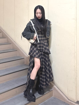 西村涼楓さん(レディース・151cm)の春コーディネート