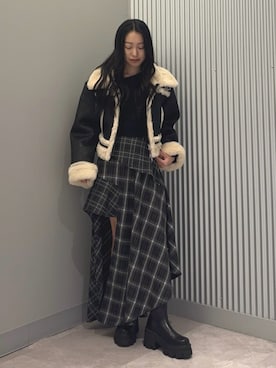 西村涼楓さん（レディース・151cm）の冬コーディネート