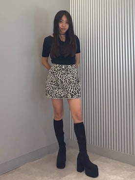 「EMODA（エモダ）のバルキープランプフィットブーツ（ブーツ）」を使った、西村涼楓さん（レディース・151cm）の秋コーディネート